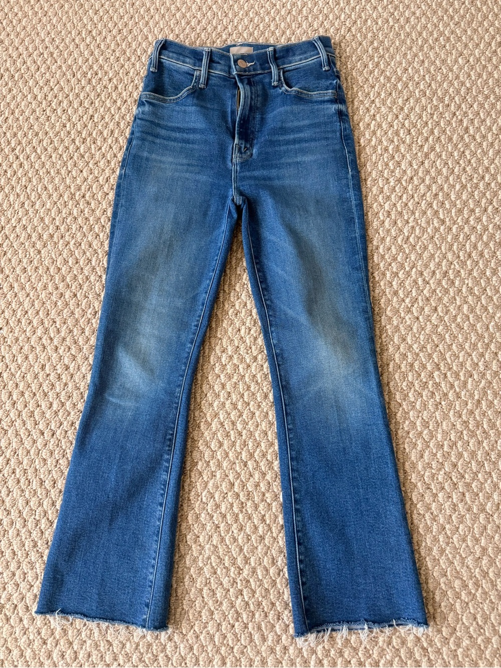 MOTHER Dark Blue High-Rise Cropped Flare Jeans